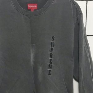 Supreme Grey Distressed Long Sleeve Crop Top
